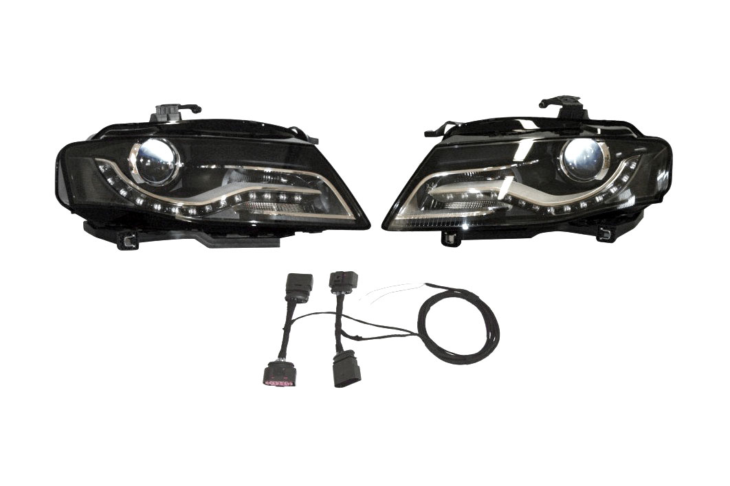 Bi-Xenon headlights retrofit for Audi A5 8T with LED daytime running light (DRL)