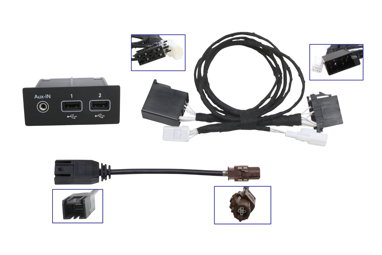 Complete set multimedia USB socket for retrofitting Media Connect for Smart Fortwo/Forfour 453